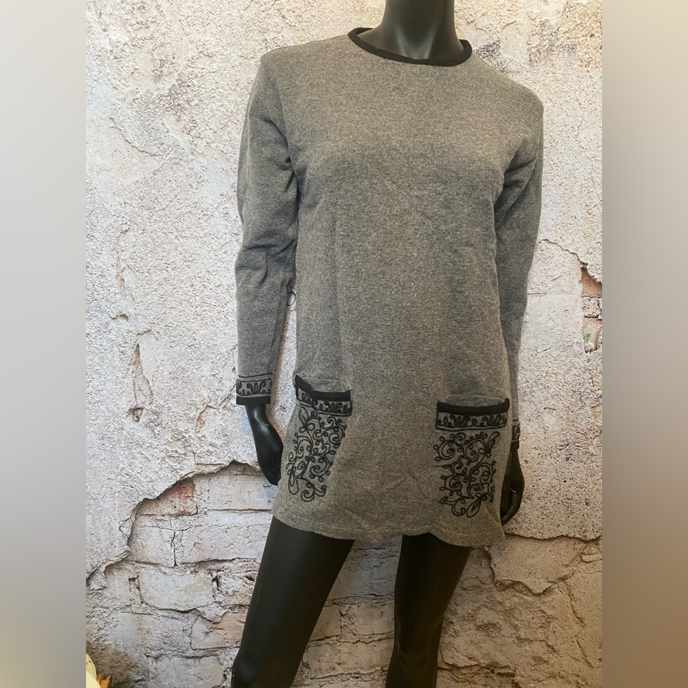 Adrienne Vittadini Grey Wool Blend Tunic